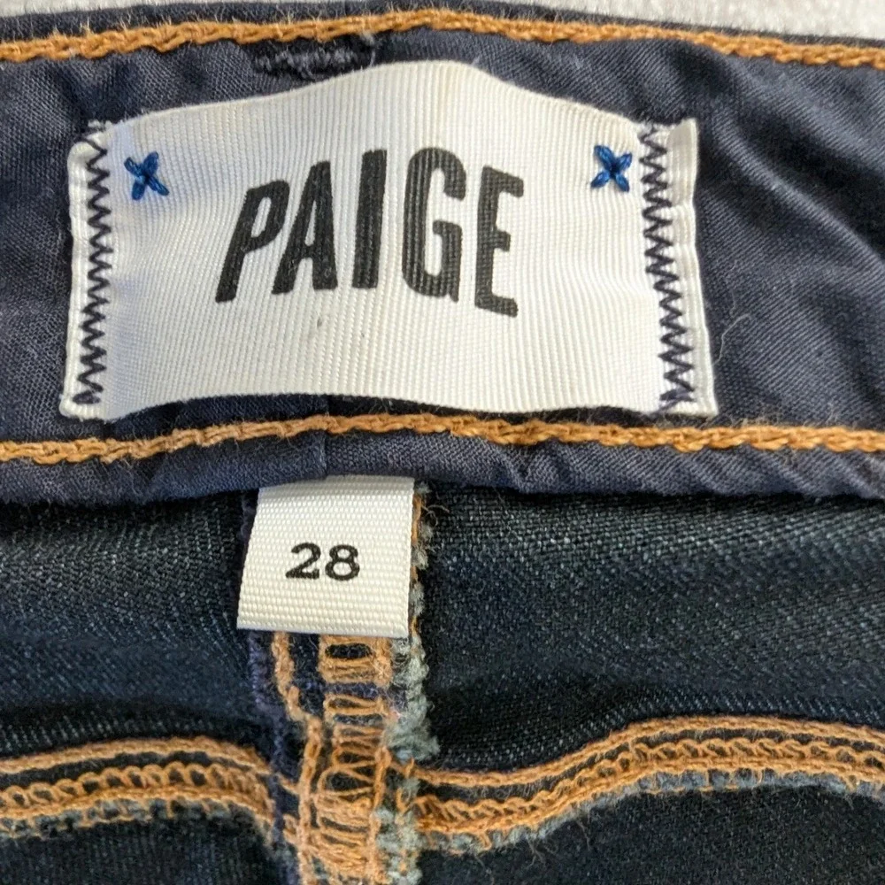 PAIGE Skyline Skinny Low Rise Dark Wash Denim Jeans Women's Size 28 Sleek Modern